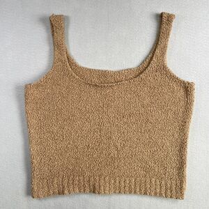 SKIMS Cozy Teddy Cami Fuzzy Stretchy Knit Tank Top Brown Plus Size 2X / 3X